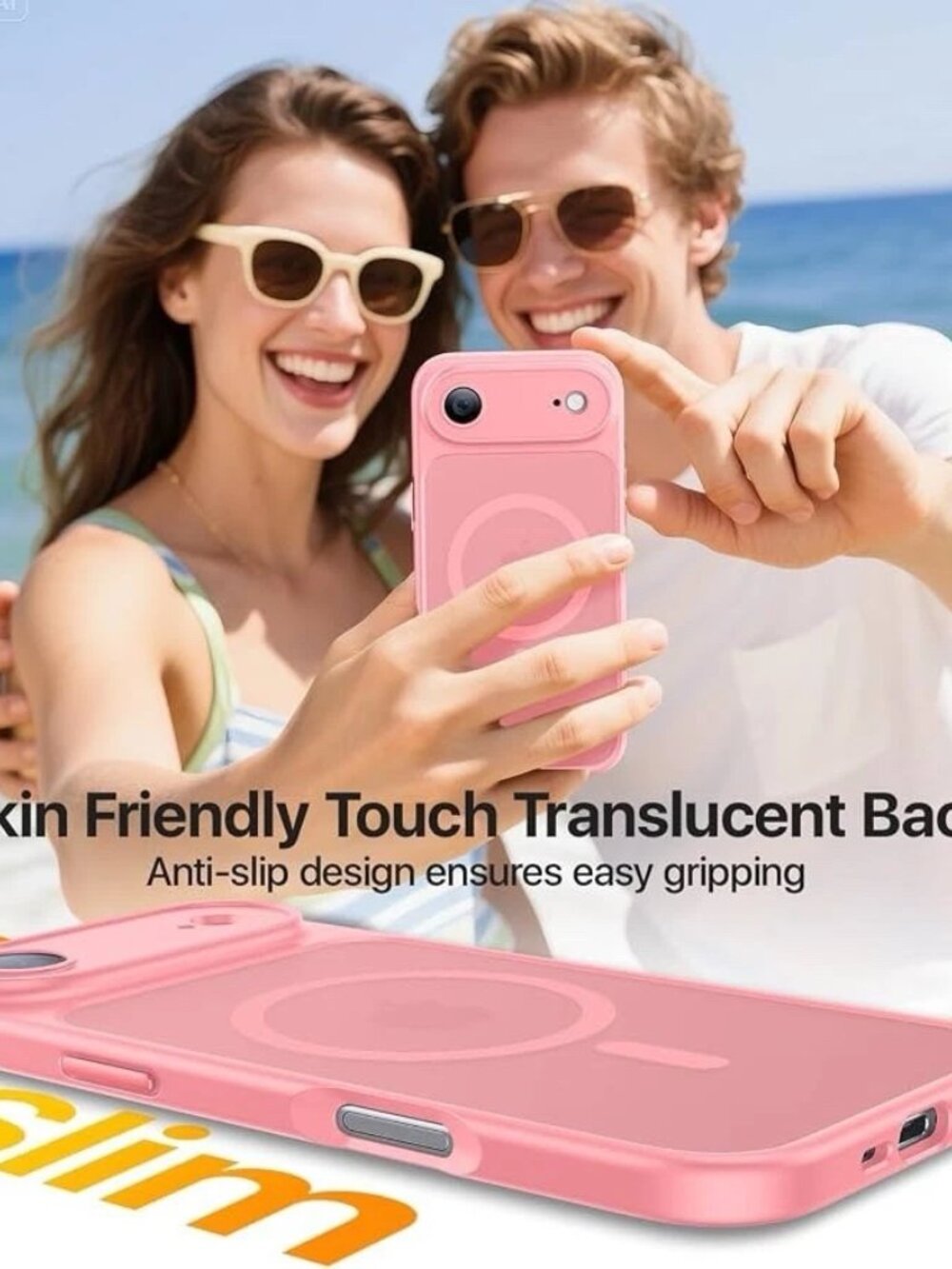 Magnetic Translucent Back Case for Apple iPhone AIR Pink Shockproof + Protector - Picture 5 of 5